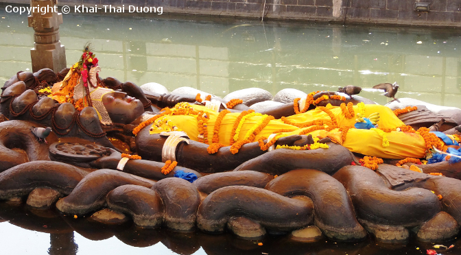 Sleeping Vishnu at Buddhanilkantha, Narayanthan, Kathmandu.