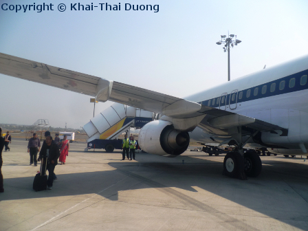Jet Airways fliegt über Indien nach Kathmandu, Nepal.